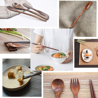 Reusable wooden Bamboo Cutlery travel Set